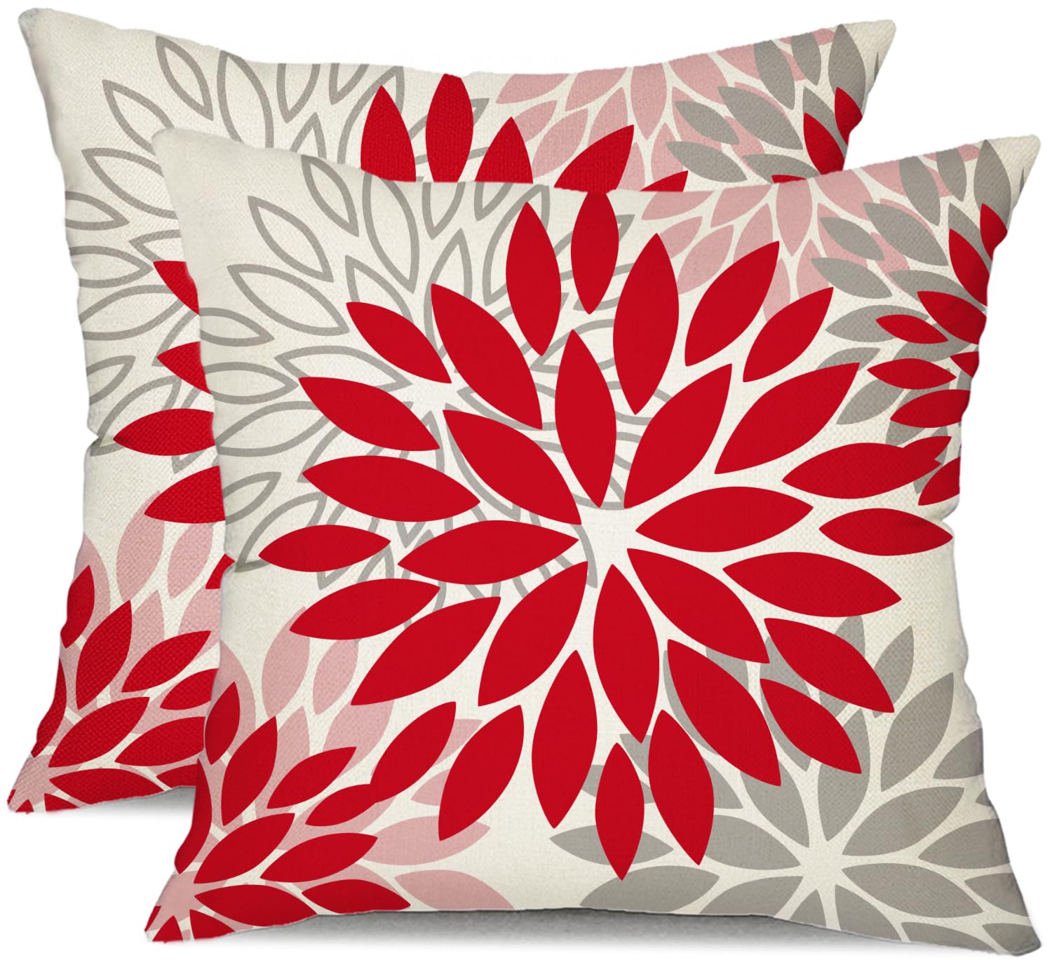 Dfxsz Red Pink Flower Pillow Covers 16X16 Inch Set Of 2 Valentines Day Pillow Covers Outdoor Waterproof Decor For Living Room So